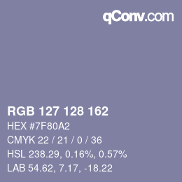 Color code: RGB 127 128 162 | qconv.com