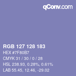 カラーコード: RGB 127 128 183 | qconv.com