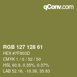 颜色代码: RGB 127 128 61 | qconv.com