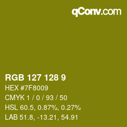 Color code: RGB 127 128 9 | qconv.com