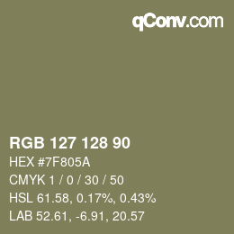 カラーコード: RGB 127 128 90 | qconv.com