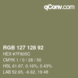 Color code: RGB 127 128 92 | qconv.com