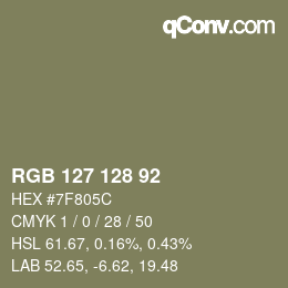 Color code: RGB 127 128 92 | qconv.com