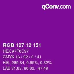 Color code: RGB 127 12 151 | qconv.com