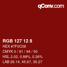 Color code: RGB 127 12 8 | qconv.com
