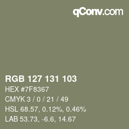 Color code: RGB 127 131 103 | qconv.com