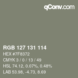 Color code: RGB 127 131 114 | qconv.com