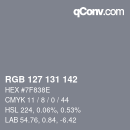Color code: RGB 127 131 142 | qconv.com