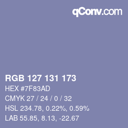 Color code: RGB 127 131 173 | qconv.com