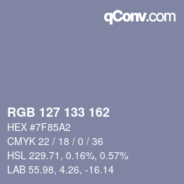 Color code: RGB 127 133 162 | qconv.com