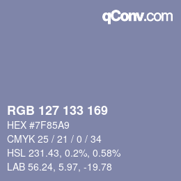 Color code: RGB 127 133 169 | qconv.com