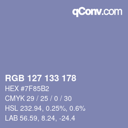 Color code: RGB 127 133 178 | qconv.com