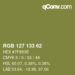 カラーコード: RGB 127 133 62 | qconv.com