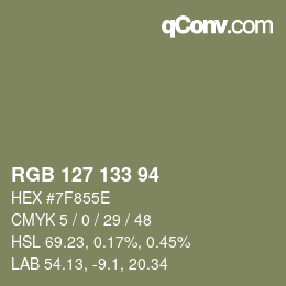 颜色代码: RGB 127 133 94 | qconv.com