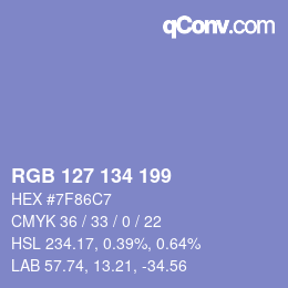 Color code: RGB 127 134 199 | qconv.com