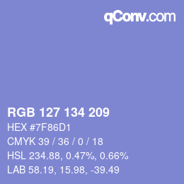 カラーコード: RGB 127 134 209 | qconv.com