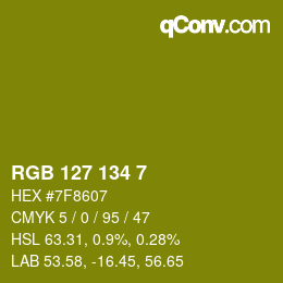 Color code: RGB 127 134 7 | qconv.com