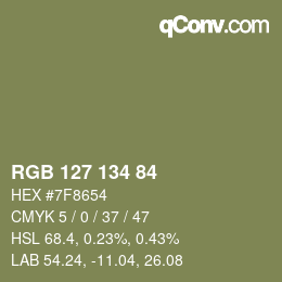 颜色代码: RGB 127 134 84 | qconv.com