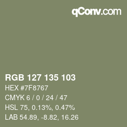 颜色代码: RGB 127 135 103 | qconv.com
