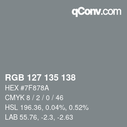 Código de color: RGB 127 135 138 | qconv.com