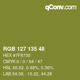 颜色代码: RGB 127 135 48 | qconv.com