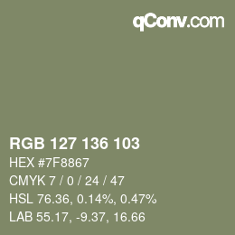 カラーコード: RGB 127 136 103 | qconv.com