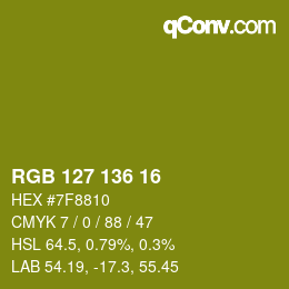 Color code: RGB 127 136 16 | qconv.com