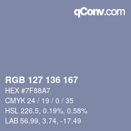 Color code: RGB 127 136 167 | qconv.com