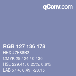 Color code: RGB 127 136 178 | qconv.com