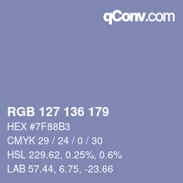 Color code: RGB 127 136 179 | qconv.com