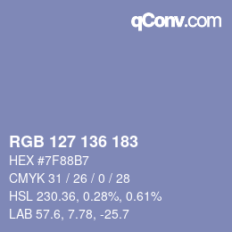 Color code: RGB 127 136 183 | qconv.com