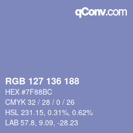 Color code: RGB 127 136 188 | qconv.com
