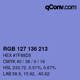 カラーコード: RGB 127 136 213 | qconv.com