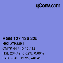 Color code: RGB 127 136 225 | qconv.com