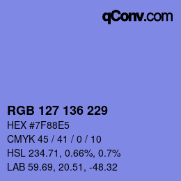 カラーコード: RGB 127 136 229 | qconv.com
