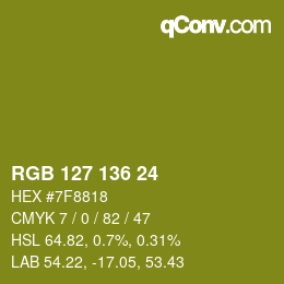 Color code: RGB 127 136 24 | qconv.com