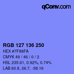 Color code: RGB 127 136 250 | qconv.com