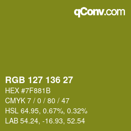 Color code: RGB 127 136 27 | qconv.com