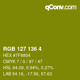 Color code: RGB 127 136 4 | qconv.com