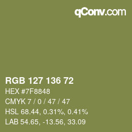 カラーコード: RGB 127 136 72 | qconv.com