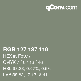 颜色代码: RGB 127 137 119 | qconv.com