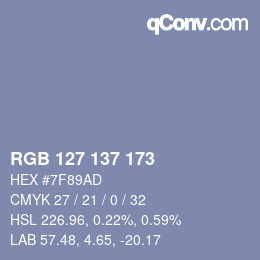 颜色代码: RGB 127 137 173 | qconv.com
