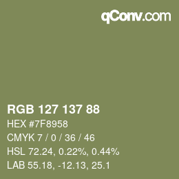 Farbcode: RGB 127 137 88 | qconv.com