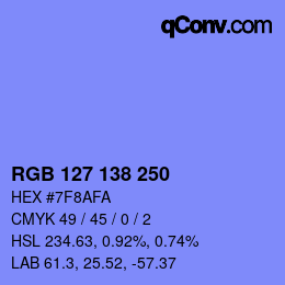 Color code: RGB 127 138 250 | qconv.com