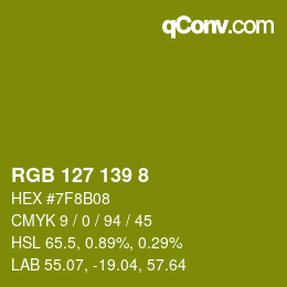 カラーコード: RGB 127 139 8 | qconv.com