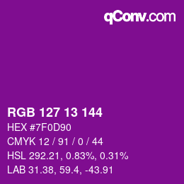 カラーコード: RGB 127 13 144 | qconv.com
