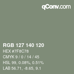 Código de color: RGB 127 140 120 | qconv.com