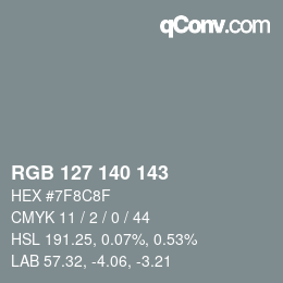 Código de color: RGB 127 140 143 | qconv.com
