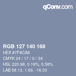 カラーコード: RGB 127 140 168 | qconv.com