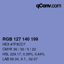 Color code: RGB 127 140 199 | qconv.com